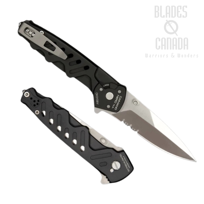Extrema Ratio Caimano Nero N.A. Flipper Folding Knife, N690 Satin, Aluminum Black